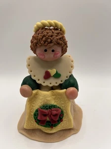 Handgefertigter Ton Engel hält einen Quilt Vintage signiert DEP 1994 - Bild 1 von 8