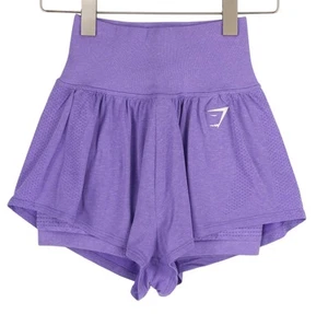 GYMSHARK Vital Women Shorts XS Purple Seamless 2in1 High Waist Breathable Violet - Picture 1 of 8
