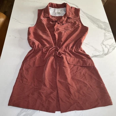 Chaleco Elevenses Anthropologie Arcilla Naranja Largo Bolsillo Sin Mangas Para Mujer Grande Foto 1 de 4