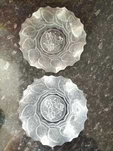 Art Deco Bagley Rose And Leaf Blue Frosted Plate C 1930s - Matching Pair - Picture 1 of 4