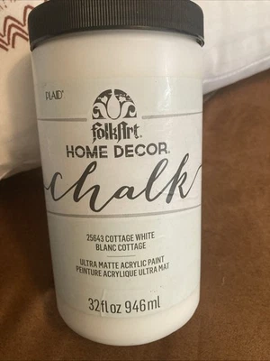 Pintura artesanal acrílica de tiza decorativa, COTTAGE WHITE #25643 ultra mate 32 OZ nueva Foto 1 de 4