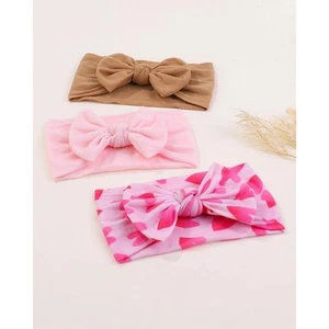 3 Baby Nylon Headbands With Bow Elastic Hairband For Girls Newborn Infant - Picture 1 of 3