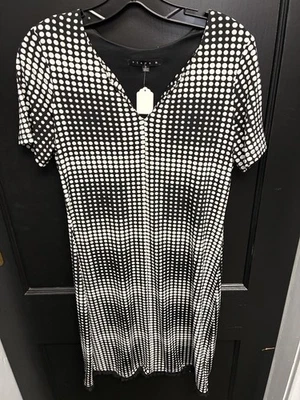 Ladies Tiana B Black and White Pattern Short Sleeve Dress - Size 6 - Image 1 of 4