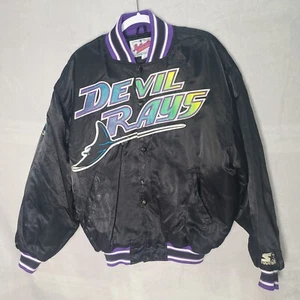 Vintage MLB Starter Diamond Collection Tampa Bay Devil Rays Black Jacket Size L - Picture 1 of 12