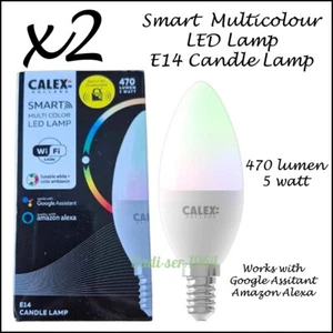 Calex Smart Multi Color LED Candle Lamp Bulb E14 Dimmable 470 Lumen 5 Watt x2 - Picture 1 of 24