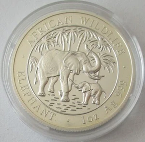 Somalia 100 Shillings 2007 Elephant 1 Oz Silver - Picture 1 of 2