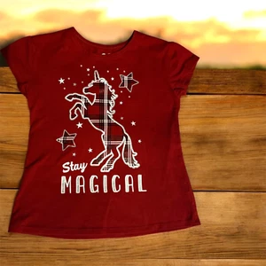 "Girls' Red Unicorn T-Shirt - Stay Magical Design, Cute & Comfy - Fast Shipping! - Picture 1 of 3