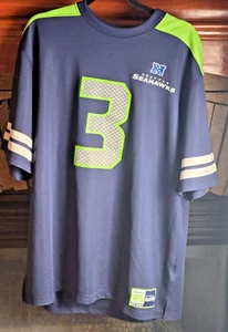 Men's Majestic Russell Wilson Seattle Sea Hawks Jersey NFL Size XL Black/Green - Picture 1 of 5