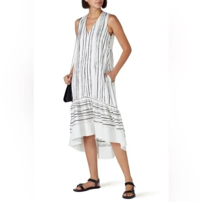 Vestido 3.1 Phillip Lim pintado alto-bajo negro blanco sin mangas midi talla 6 Foto 1 de 4