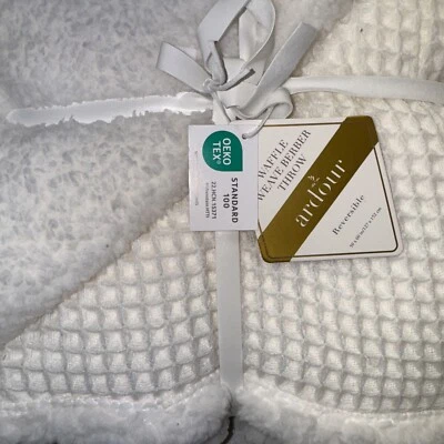 Ardour Waffle Blanket Reversible Throw Berber Sherpa Farmhouse Bonus Gift - Image 1 of 3