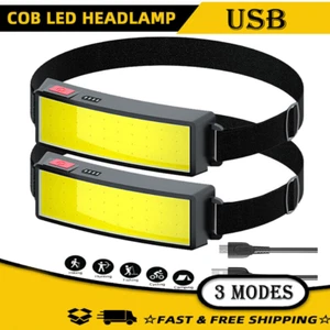 Headlamp Headlight Torch Work Light COB LED Rechargeable Bar Head Band Lamp USB - Picture 1 of 20