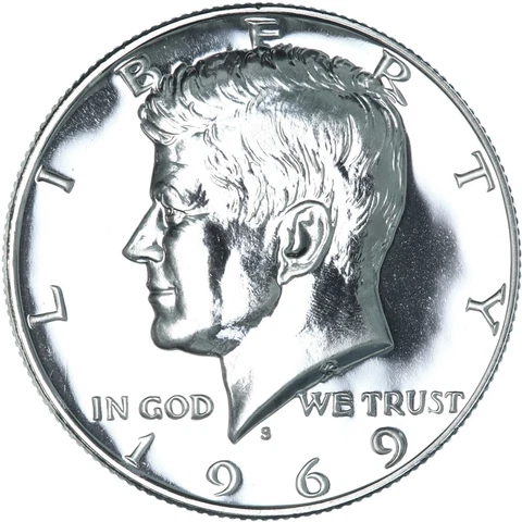 1969 S Kennedy Half Dollar Gem 40% Silver Proof Coin Cover