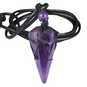 Hexagonal Crystal Point Pendant Necklace Handmade 6 Faceted Healing Amulet