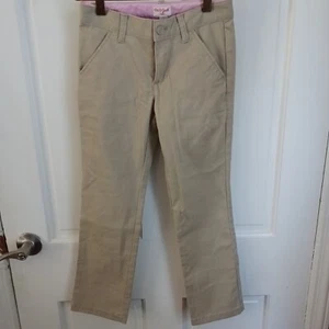 Cat & Jack Girls Adjustable Waist Uniform Chino Pants Size 7 Beige Khakis - Picture 1 of 7