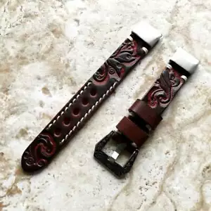 Correa de banda de ajuste rápido de cuero marrón oscuro para Garmin fenix 5S epix Pro 42 mm A20B18 - Imagen 1 de 5