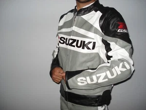 SUZUKI Motorcycle Jacket Motorbike Racing Men Leather Jacket48-50-52-54-56-58-60 - Picture 1 of 4