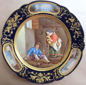 SEVRES PORCELAIN 19th C 9¼" PLATE LA JOYEUX COMMERE (10892) - Picture 1 of 10