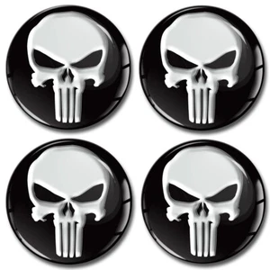 4 x Adesivi Resinati Stickers Coprimozzi Copricerchi Centro Ruota  Skull A 1 - Imagen 1 de 3