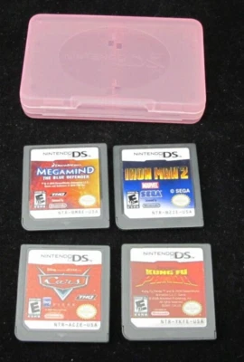 批量 4 件 任天堂 DS 游戏 钢铁侠 2 汽车 Megamind 功夫熊猫 — 第 1/2 张图片
