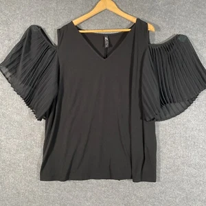 Taking Shape Top Womens 24 Plus Black Pleated Blouse Evening Formal Tunic Z235 - Picture 1 of 10