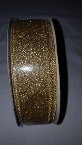 Verdrahtet Gold Glitzer Stoff Premium Urlaub Band 25 Yard x 1,5" W - Bild 1 von 5
