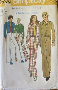 Vtg 70's Simplicity 5590 Men's Cropped Jacket & Pants sewing pattern sz 36 UNCUT - Picture 1 of 2