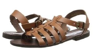Steve Madden Anit strappy flat sandals cognac brown leather sz 8 Med NEW - Picture 1 of 7