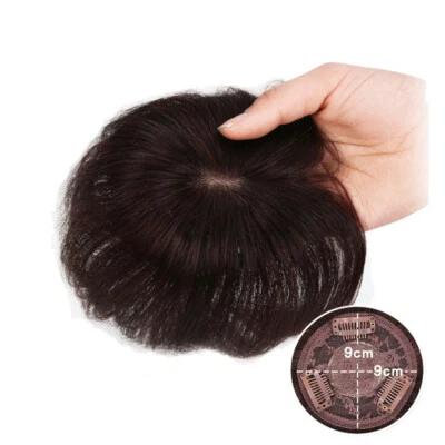 Peluca superior 9 x 9 cm cabello humano mini toupee flequillo clip para peluca para mujeres hombres Foto 1 de 4