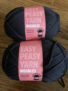 Woobles Easy Peasy Yarn Lot Of 2- The Coal Shebang- Black - Picture 1 of 3