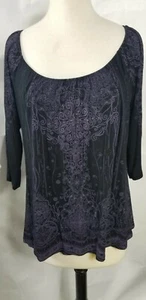 Vanilla Sugar Womens Blouse Petite Medium Rhinestone Bohemian Stretch - Picture 1 of 7