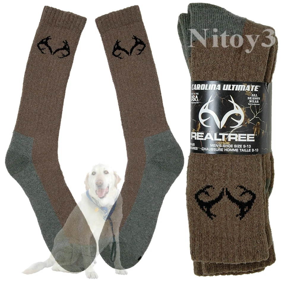 Realtree Carolina All Season Hunt Boot Socks-Midweight-2/Pack Crew Men Large - Image 1 of 1