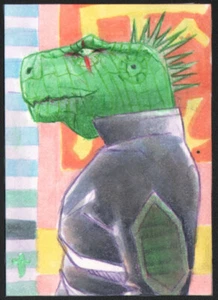 CAIMAN aus DOROHEDORO Skizzenkarte von Künstler Schildkröte Original Kunst - Bild 1 von 1
