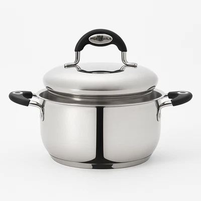 Pentola MSBAVARIA Acciaio Inox con Coperchio Forno Safe Manici Silicone Ø22-26cm - Immagine 1 di 4