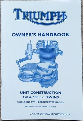 Triumph T100T T100C T90 350 500 Owners Handbook 1967 UK Motorcycles Free UK Post - Image 1 of 4