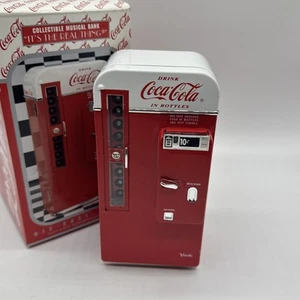 Coca-Cola 1950's Die Cast Metal Vending Machine Musical Bank by Enesco 1994 - Picture 1 of 18