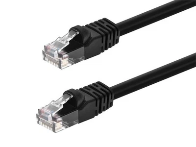 Cat5e Ethernet Network Patch Cable RJ45 350Mhz UTP Bare Copper 24AWG 0.5ft Black - Image 1 of 4