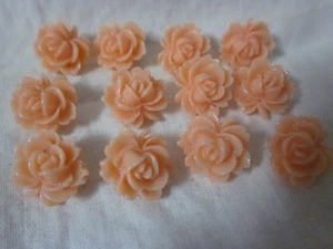 12 peachy pink resin rose flower shank buttons New - Picture 1 of 3