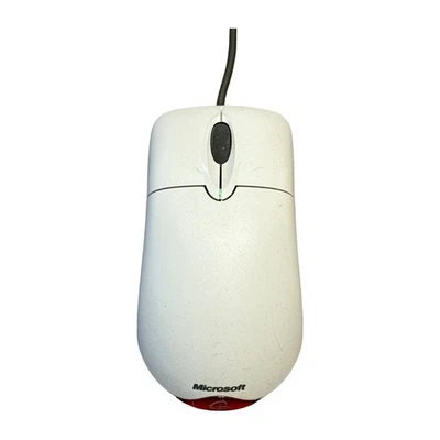 Vintage White Microsoft Wheel Mouse Optical USB Mouse Early #219 Tested Working - Image 1 of 4