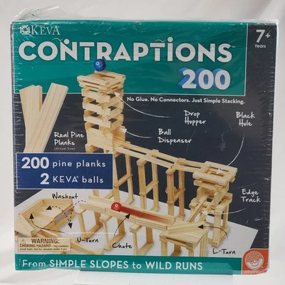Keva Contraptions 200 Pine Planks Stacking Wooden Blocks STEM Mindware Sealed  - Image 1 of 4