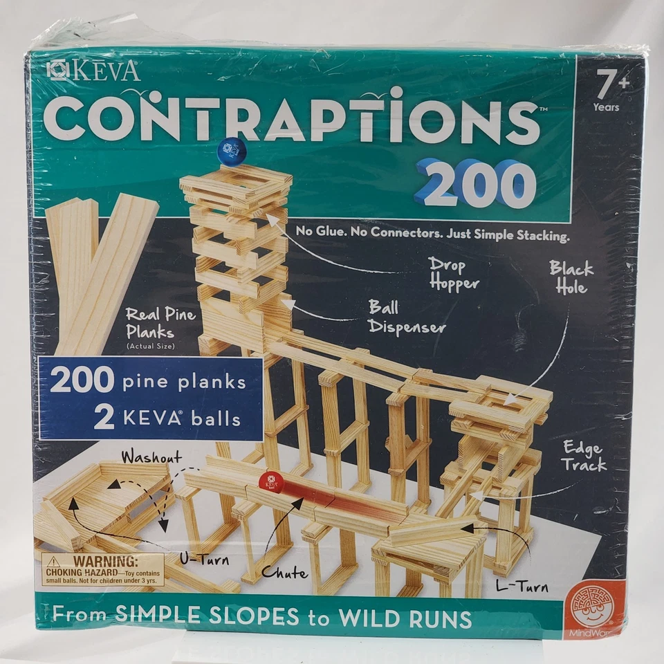 Keva Contraptions 200 Pine Planks Stacking Wooden Blocks STEM Mindware
