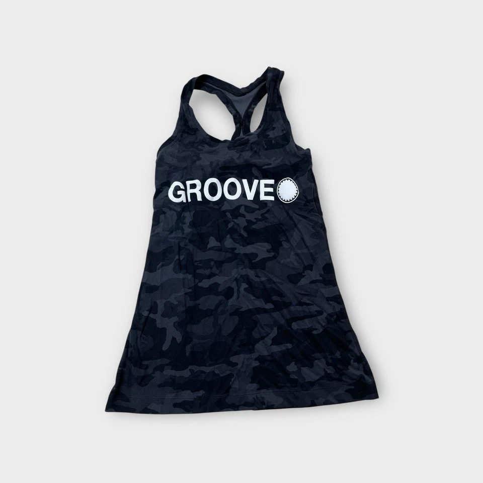 Camiseta sin mangas deportiva negra camuflada Lululemon Groove para mujer talla 4 Foto 1 de 4