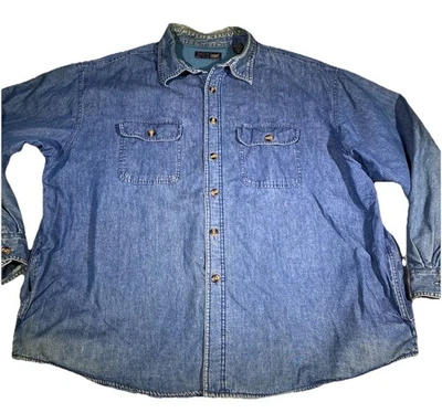Vintage Arrow Denim Fleece Lined Shacket Men’s Sz 2XL Blue Button Up Barn Chore - Image 1 of 4