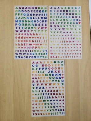 LETTERS/INITIALS/ALPHABET Multicolor Stickers Planner Crafts Scrapbook~3 SHEETS - Image 1 of 4