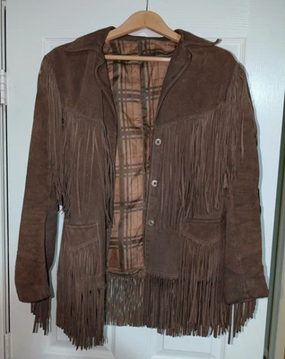 Vintage 70s Suede Leather Fringe Jacket  Joo Kay Sz 12 - Image 1 of 4
