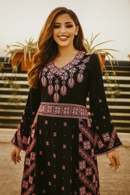 Mujer Bordado Tatreez Abaya Thobe Árabe Palestino Bordado Talla S Foto 1 de 4