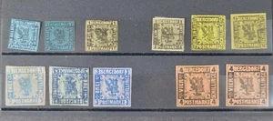 BERGEDORF GERMANIA 11 francobolli 1861 - 67 possono essere stampe o copie successive (HcY94) - Foto 1 di 3