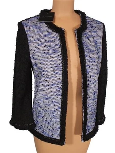 Neu mit Etikett St. John Strick Whitney Tweed Strick schwarz blau weiß Jacke Blazer Gr. 10 $ 1380 - Bild 1 von 10