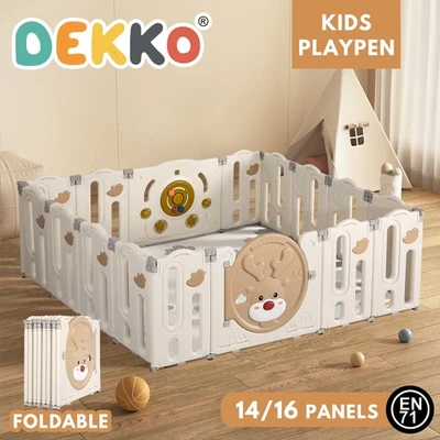 Dekko Kids Playpen Baby Safety Gate Toddler Play Game Toy Foldable Panels