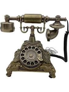 Brass Rotary Dial Telephone with Ornate Design Hands Free - Zdjęcie 1 z 6