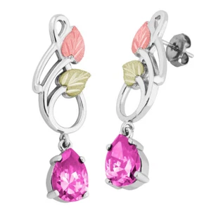 Landstroms Black Hills Gold & Silver Pink Lab-Created Cubic Zirconia Earrings - Picture 1 of 1